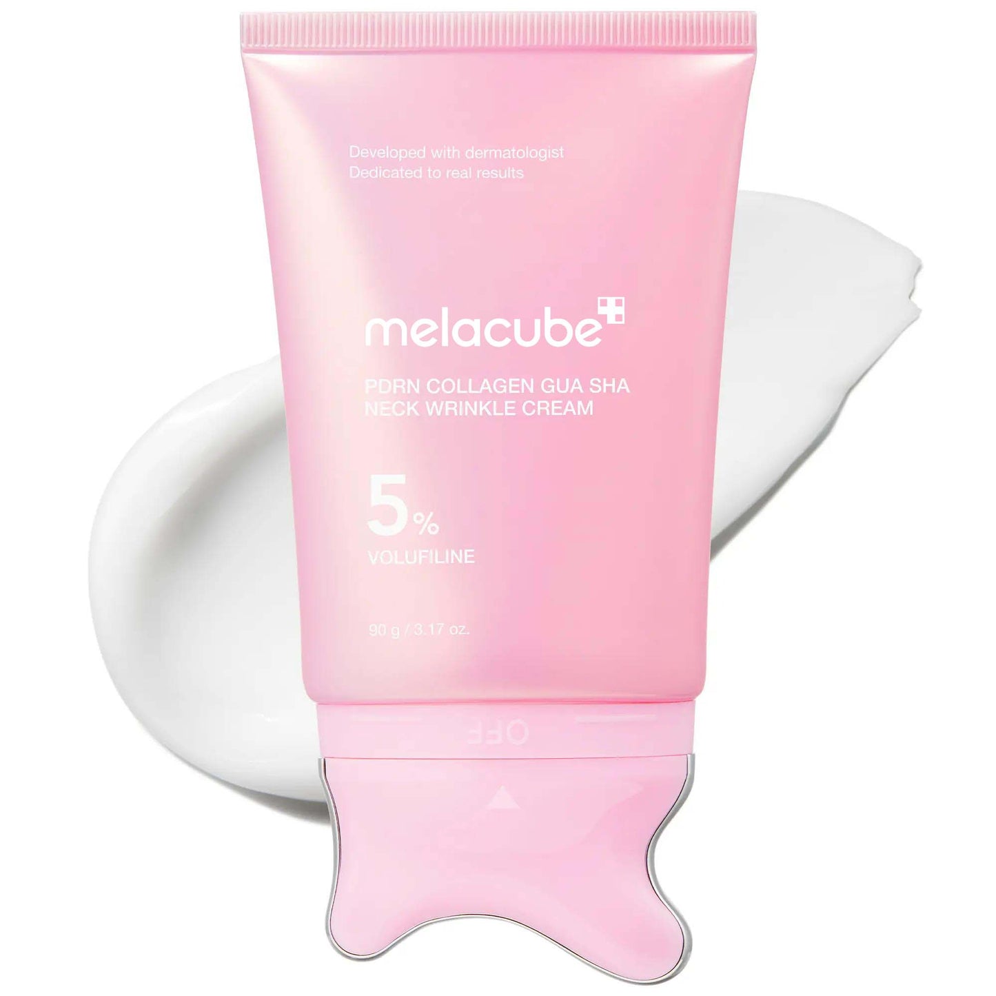 [NEW] [melacube] PDRN Collagen Gua Sha Neck Wrinkle Cream | Built-In Gua Sha Massager with Volufiline 5% + PDRN | Firming, Contour Care for the Look of Fine Lines, Jawline, Neck, Décolleté,Underarms, Chest, Legs, Shoulder | Massage Cream | Korean Skincare