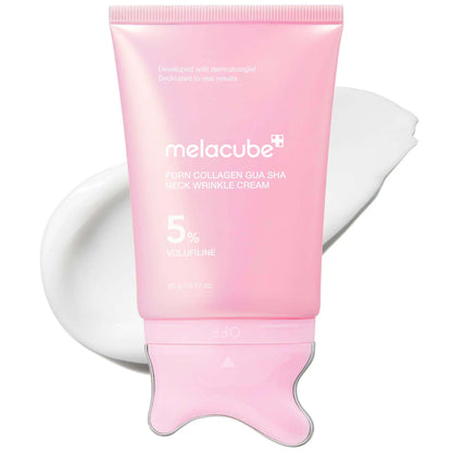 [NEW] [melacube] PDRN Collagen Gua Sha Neck Wrinkle Cream | Built-In Gua Sha Massager with Volufiline 5% + PDRN | Firming, Contour Care for the Look of Fine Lines, Jawline, Neck, Décolleté,Underarms, Chest, Legs, Shoulder | Massage Cream | Korean Skincare