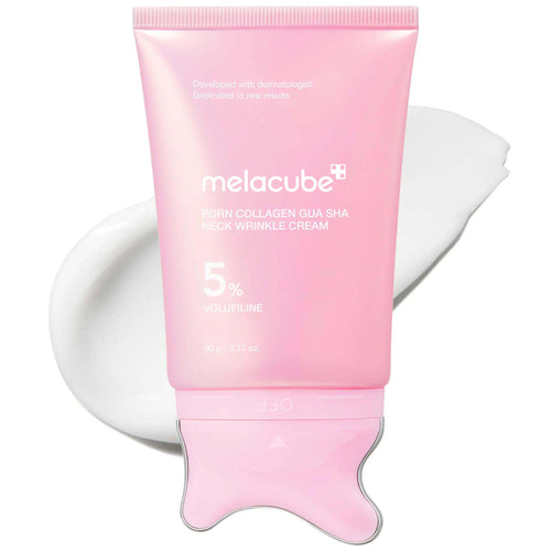 [NEW] [melacube] PDRN Collagen Gua Sha Neck Wrinkle Cream | Built-In Gua Sha Massager with Volufiline 5% + PDRN | Firming, Contour Care for the Look of Fine Lines, Jawline, Neck, Décolleté,Underarms, Chest, Legs, Shoulder | Massage Cream | Korean Skincare
