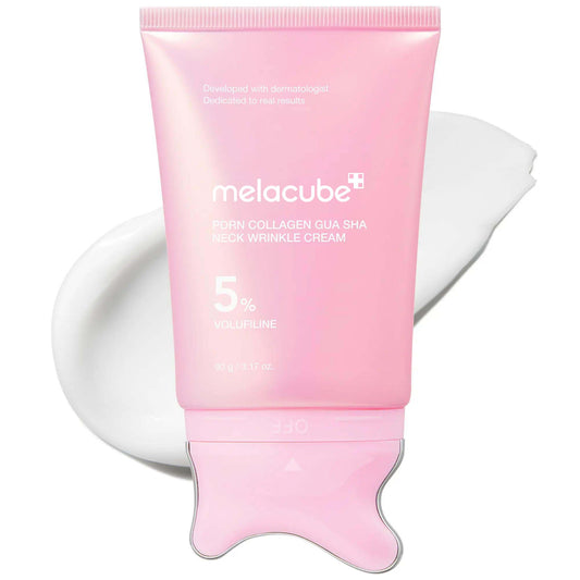 [NEW] [melacube] PDRN Collagen Gua Sha Neck Wrinkle Cream | Built-In Gua Sha Massager with Volufiline 5% + PDRN | Firming, Contour Care for the Look of Fine Lines, Jawline, Neck, Décolleté,Underarms, Chest, Legs, Shoulder | Massage Cream | Korean Skincare
