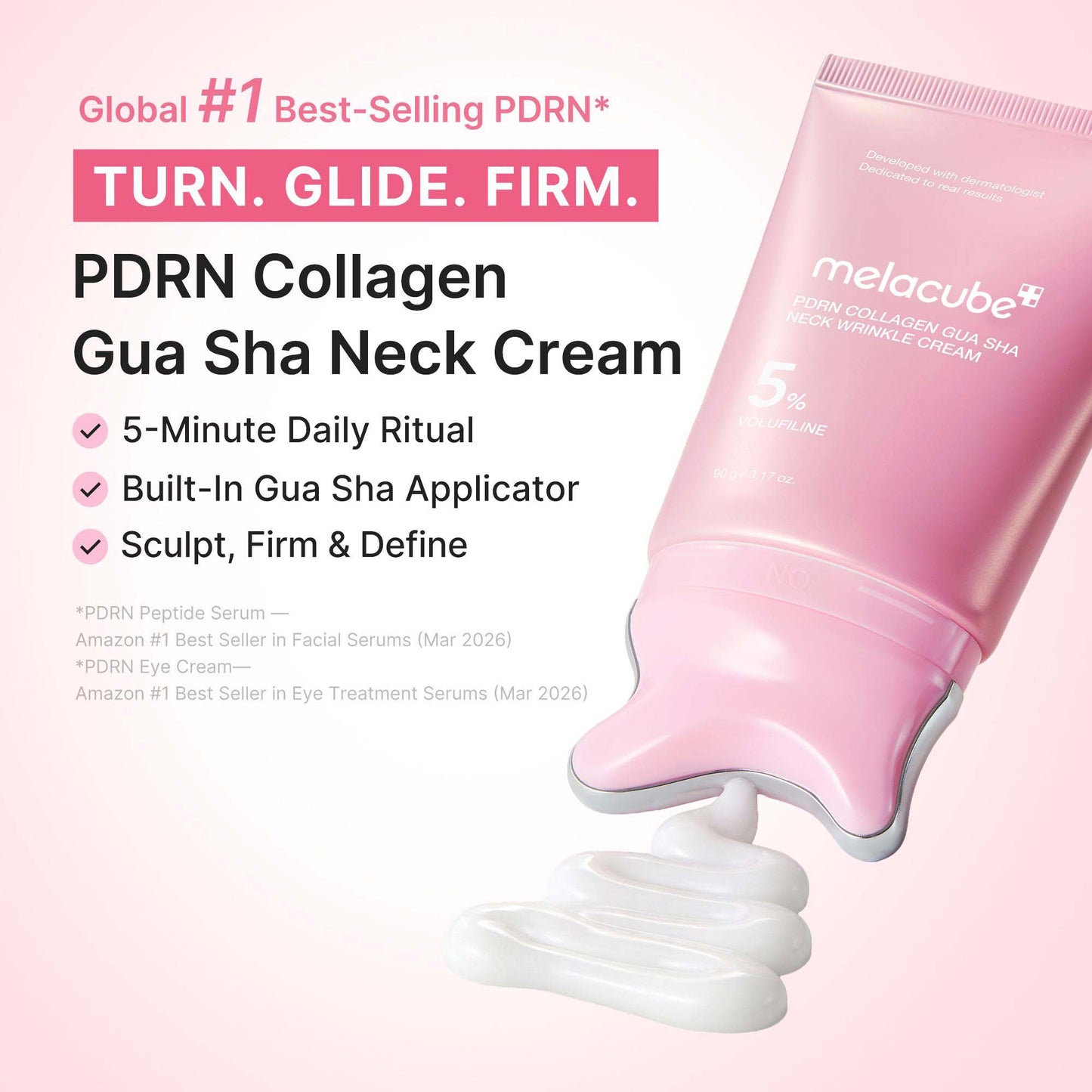 [NEW] [melacube] PDRN Collagen Gua Sha Neck Wrinkle Cream | Built-In Gua Sha Massager with Volufiline 5% + PDRN | Firming, Contour Care for the Look of Fine Lines, Jawline, Neck, Décolleté,Underarms, Chest, Legs, Shoulder | Massage Cream | Korean Skincare